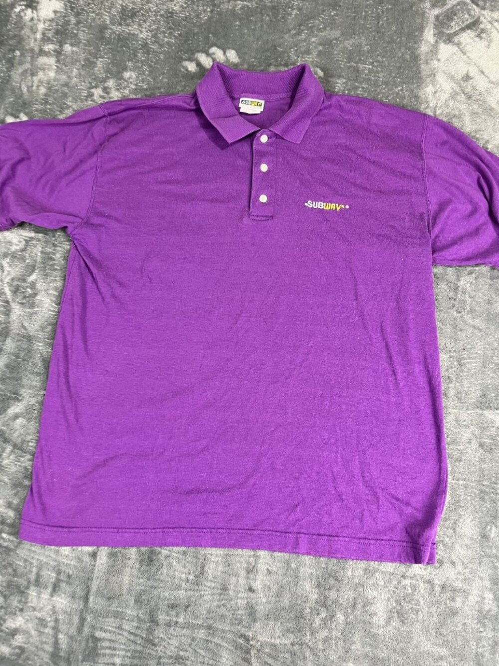 Subway Purple Polo Shirt Short Sleeve Large Embroidered Logo Employee Uniform